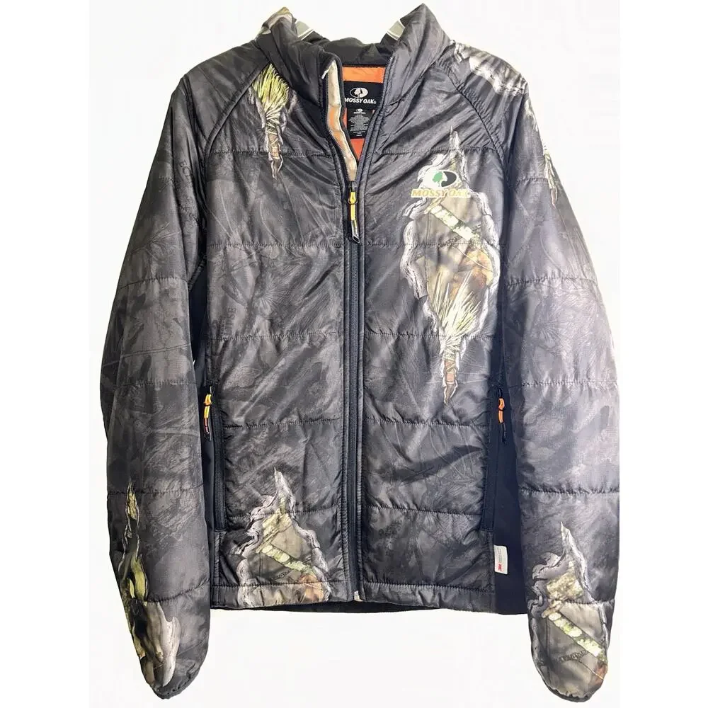 Mossy Oak Break Up Eclipse Black Camo Zip Pockets Jacket Men’s Medium